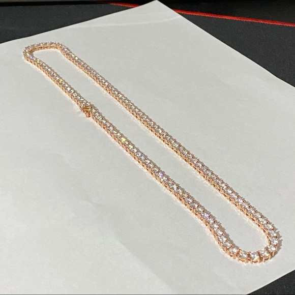 Fashion Jewelry Accessories Mens Rose Gold Tennis Necklace Vvs